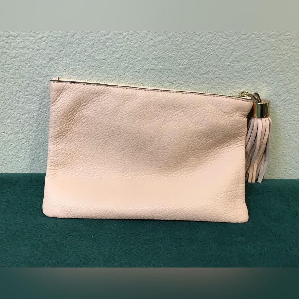 Pink Pebbled Leather Clutch